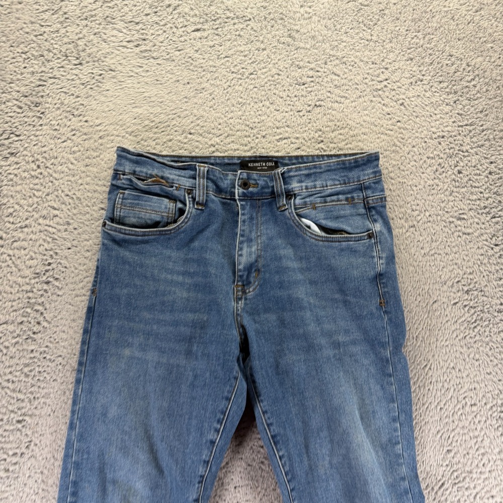 Kenneth Cole Jeans Men's 32x32 Blue Cotton Denim Straight Faded Stretch Workwear - Picture 2 of 13